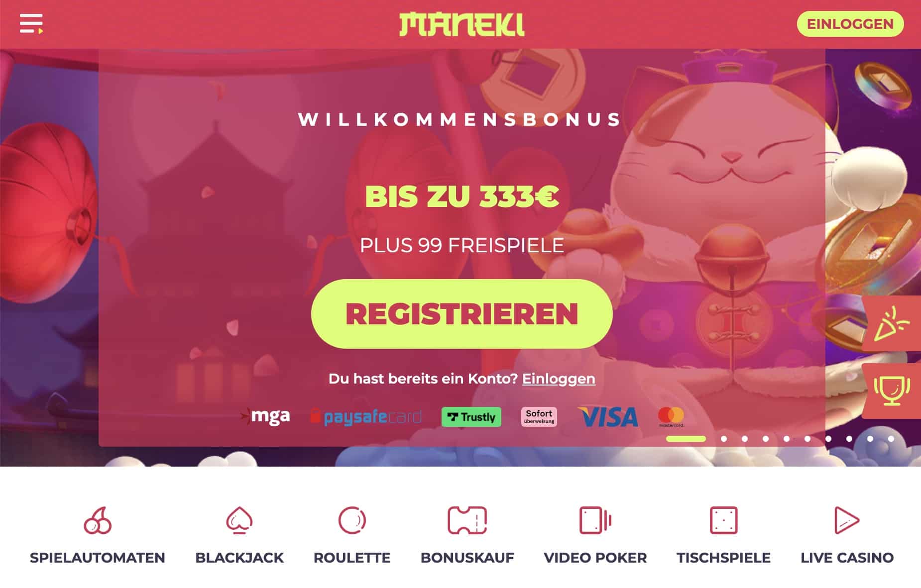 Maneki Casino für Schweizer Spieler in der Übersicht